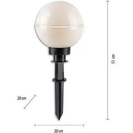 just light. LED Kugelleuchte Erdspieß Gartendeko, weiß, Kabel 5m, E27 Fassung, DxH 20x51 cm, 2er Set