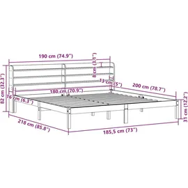 vidaXL Massivholzbett 180 x 200 cm Braun
