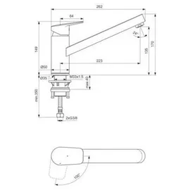 Ideal Standard CeraPlan 360° schwenkbarer Rohrauslauf, Ausladung 22,3 cm, BlueStart, Chrom