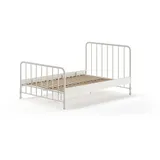 58 aufm Kessel Bettgestell Metallbett Kay 147x207x110 Einzelbett Metall Weiß matt (inkl. Versand, Lieferung bis Verwendungsstelle), Liegefläche 140 x 200, stabile Konstruktion, Lattenrost inklusive weiß