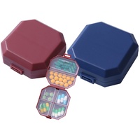 Koomuao Pillendose Klein, Tablettenbox 6 Fächer Reise-Pillendose,tragbarer Mini für Tasche, Geldbörse, tragbarer Medizin-Vitamin-Behälter (Rot+Blau)