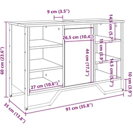 vidaXL Waschbeckenunterschrank Schwarz 91x35x60 cm Holzwerkstoff