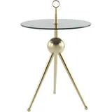 Kayoom Beistelltisch »Ontario 325, Runde Glasplatte aus Sicherheitsglas, 100% Edelstahl«, (1 St.), Minimalistisch, Gestell in Tripod-Design, mit Tragering