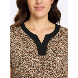 Classic Basics Longshirt CLASSIC BASICS "Longshirt", Damen, Gr. 38, cognac, schwarz, bedruckt, 100% Baumwolle, gemustert, mehrfarbig, Rundhals, Shirts Longshirt