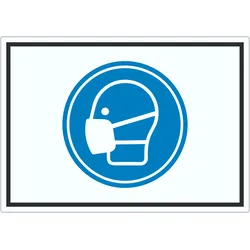 Mundschutz tragen Aufkleber mit Symbol A3 (297x420mm)