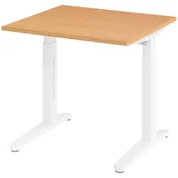 Bümö Schreibtisch Buche, Weiß, Nachbildung,Buche, Quadratisch, 80x74x80 cm, FSC