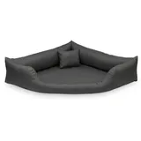 Juelle Hundebett aus Kunstleder Eckig für mittlere und große Hunde, Kuscheliges Kissen, Sofa Gabi M-XXL (80x80cm, Grafit)