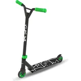 CARROMCO Profi Stunt Roller Action Rider 100 Skatepark Scooter mit HIC-Kompressionssystem, Kickscooter grün-schwarz, Freestyle Tretroller