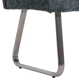 Mendler Esszimmer-Set HWC-G55, 2er-Set Stuhl mit Armlehne+Sitzbank 160cm, Edelstahl gebürstet Stoff/Textil Chenille ~ blau-grün