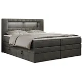 MKS Boxspringbett GOLD-5 KING LED 160/200 Dunkelgrau Velvet - H4,