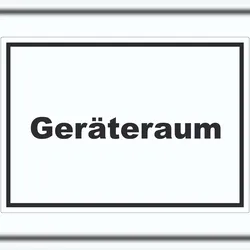 HB-Druck Geräteraum Aufkleber mit Text Schuppen waagerecht A9 (37x52mm)