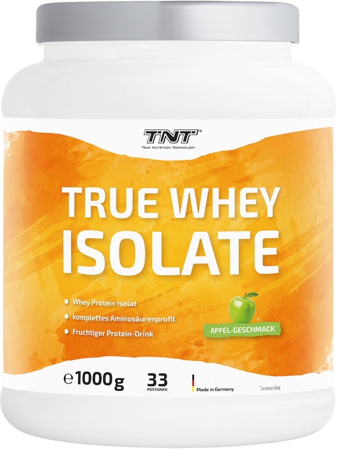 TNT (True Nutrition Technology) True Whey Isolate - sehr hoher Eiweiß-Anteil, hohe biologische Wertigkeit, sehr geringer Fett und Kohlenhydrat Anteil - Apfel Protein & Shakes 1 kg