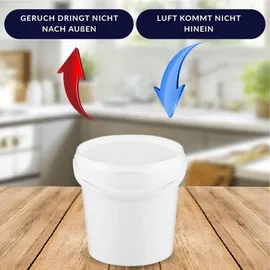 Benbow Eimer mit Deckel 3l Weiß 1x 3 Liter - lebensmittelecht, stabil, luftdicht, auslaufsicher, geruchsneutral - Plastikeimer mit Henkel - leer