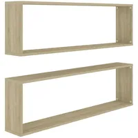 Furnicato Würfelregale 2 Stk. Sonoma-Eiche 100x15x30 cm Holzwerkstoff,