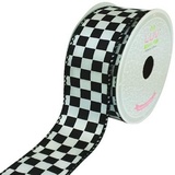 LUV RIBBONS Creative Ideas Stoffband 3,8 cm, schwarz kariert, weiß