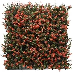 WellHome - Künstlicher vertikaler Garten – 100 x 100 cm Heckenpaneel für den Innen- und Außenbereich – Rote Blumen