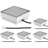 ledscom.de 5 Stück LED Pflasterstein Bodeneinbauleuchte CUS für außen, IP67, eckig, 15 x 15cm, warmweiß