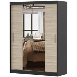fabryka mebli idczak Schwebetürenschrank VISTA 01 150 x 200 x 61 cm Schwarz/Sonoma