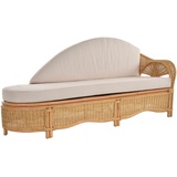 Krines Home Recamiere Rattan Recamiere Palm Chaiselongue Rattanliege mit Polster, Rechts, Rattanmöbel Lounge Liege gelb