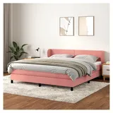 Lattenrost mit Matratze, Rosa, 160 x 200 cm, Samt, Plattform, mit Lattenhalter, einfache Montage, für Schlafzimmer, Erwachsene