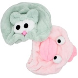 Abcsea 2 Stücke Turban Haartrockentuch, Haarturban Trocknen, Trockenhaube für Haare, Haartrocknungs Handtuch, Haartrockentuch Kinder, Grüner Elf und rosa große Lippen