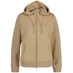 GANT Damen Sweatjacke - REGULAR SHIELD ZIP HOODIE, Kapuzen-Jacke, Logo Khaki L