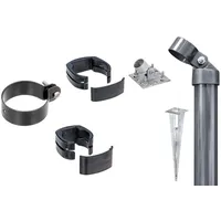 GAH Alberts Alberts Zaunanschluss-Set für Wellengittertor an Schweißgitter Fix-Clip Pro® zum Einschlagen, anthrazit, 120 cm, Zaunhöhe: