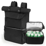 DEWUR Thermo Rucksack 35L große Kühlrucksack, 2 in 1 Doppelfach isolierte Kühltasche, Wasserdichter Picknickrucksack für Outdoor, Picknick, Strand, BBQ, Camping, Reisen, Familie