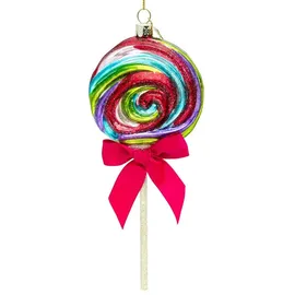 SIKORA Bunter Riesen Lolli mit Schleife besondere Weihnachtskugel Glas Christbaumschmuck Deko Figur Weihnachten Anhänger Ornament - Trend Line - BS498