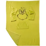 United Labels Grinch Decke mit Ärmeln, Grün, Flauschige Kuscheldecke 130x170 cm, Ärmeldecke mit Bauchtasche, TV Decke
