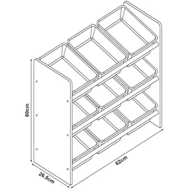 [en.casa] Kinderregal Muxía 60 x 62 x 26,5 cm Holzwerkstoff grün gelb