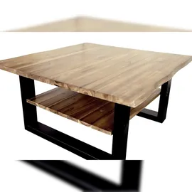 möbelliebling Couchtisch Baumkante 90 x 90 cm Akazie massiv + naturfarben lackiert schwarz Patrick