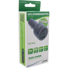 InLine USB KFZ Stromadapter Power Delivery 2x USB-C + QC 3.0 USB-A Schwarz