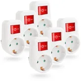 greate 1fach Steckdosenadapter mit Schalter - 6er Pack