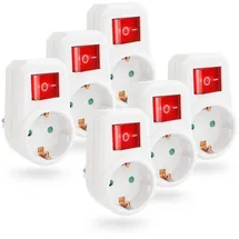 greate 1fach Steckdosenadapter mit Schalter - 6er Pack