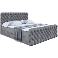 ALTDECOR Boxspringbett mit Kopfteil, Bettkasten und Fußteil, Polsterbett BOXI8-Z - Hart (H4) Matratze - 160x200 - Dunkelgrau Samt