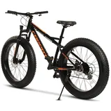 Odikalo Fatbike Crossrad 2x8 Gangschaltung Federgabel 160mm Scheibenbremsen 26x4 Zoll