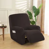 OKYUK Premium Sesselbezug für Relaxsessel - Eleganter und Elastischer Sesselüberzug, Pflegeleichte Sesselbezüge aus Samt für Vollschutz und Stil in jedem Zuhause(Braun)