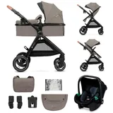 Kinderkraft ESME Kinderwagen 3 in 1 komplettset bis 26 kg, Kombikinderwagen reisesysteme mit Babyschale I-size 40-75 cm, Zusammenklappen, Liegeposition, Beige