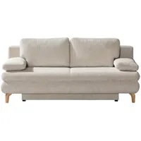 Novel Schlafsofa Rob, Beige, Textil, Eiche, 2-Sitzer, Füllung: Schaumstoffflocken,Schaumstoffflocken, 200x91x92 cm, Schlafen auf Sitzhöhe, Rücken echt, Wohnzimmer, Sofas & Couches, Schlafsofas, Schlafsofas mit Bettkasten