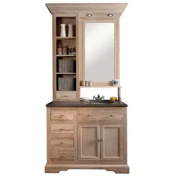 Badezimmer Waschbeckenschrank mit Spiegel Eiche