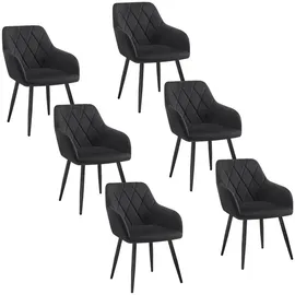 Woltu Esszimmerstuhl gepolstert schwarz 6er Set