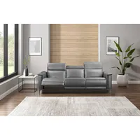 3-Sitzer HOME AFFAIRE "Lund, mit manueller und elektrischer Relaxfunktion", grau, B:222cm H:97cm T:100cm, Echtleder 100% Echtleder;Kunstleder 100% Polyurethan, Sofas, in 2 Sitzen (links u. rechts), USB-C, Echtleder, Kunstleder, Webstoff