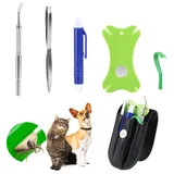 ELIAUK Zeckenpinzette 7 in 1 Set mit Etui und Zeckenkarte, Zeckenpinzette für Hunde, Katzen, Pferde, Menschen, Haustiere, Tiere