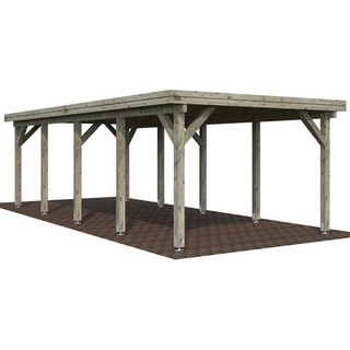 Einzel-Carport 360 x 762 cm Grau tauchgrundiert