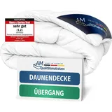 DormiGood | Premium Daunendecke 135x200 cm | Übergangsdecke | 100% Daunen (480g) | Bettdecke | 135x200 | Herbst | Frühling | Übergang | Nomite... | Weiß