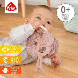 Fehn Greifspielzeug Lazy, Crazy & Pink, Stoffbuch Flamingo