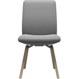 Polsterstuhl STRESSLESS "Laurel", grau (wild dove batick, walnuss), B:49cm H:92cm T:59cm, Leder BATICK: BATICK ist ein leicht korrigiertes, durchgefärbtes und genarbtes Möbelleder, bei dem die meisten Unebenheiten und Spuren in der Regel entfernt wurden., Stühle, Polsterstuhl, Low Back, Größe L, mit schräggestellten Beinen in Walnuss