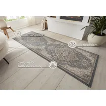 HANSE HOME Orken Teppich Orientalisch –Kurzflor Vintage Wohnzimmerteppich Weicher Orient-Teppich ÖKO-TEX Läufer für Schlafzimmer, Esszimmer, Wohnzimmer, Flur, Küche – Schwarz Braun, 80x200cm