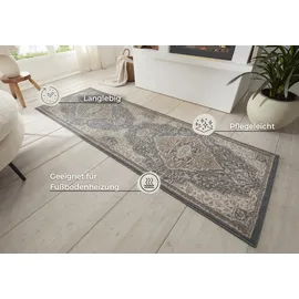 HANSE HOME Orken Teppich Orientalisch –Kurzflor Vintage Wohnzimmerteppich Weicher Orient-Teppich ÖKO-TEX Läufer für Schlafzimmer, Esszimmer, Wohnzimmer, Flur, Küche – Schwarz Braun, 80x200cm